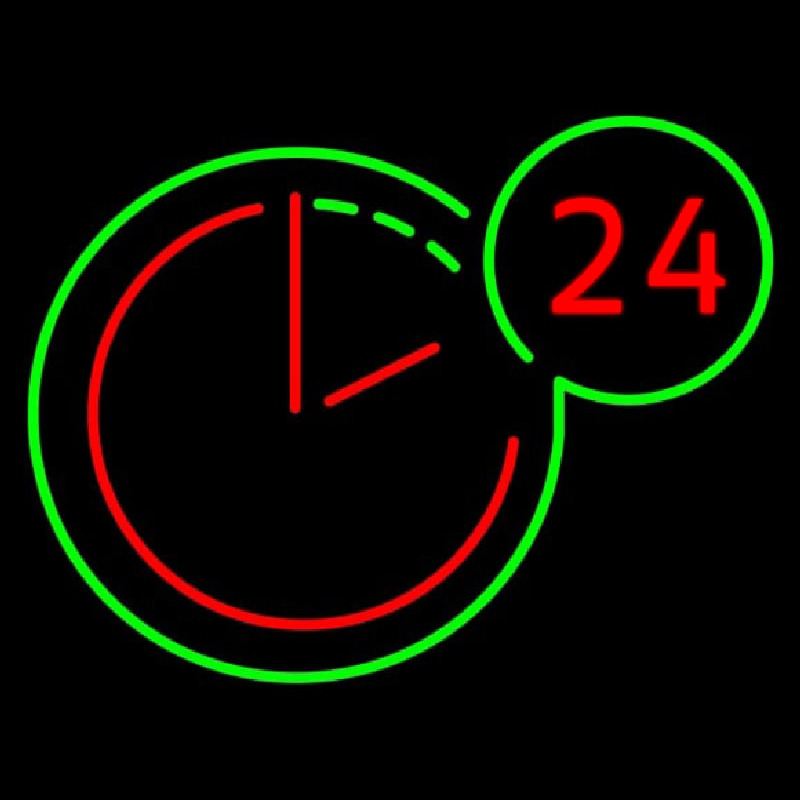 24 Hours Clock Leuchtreklame