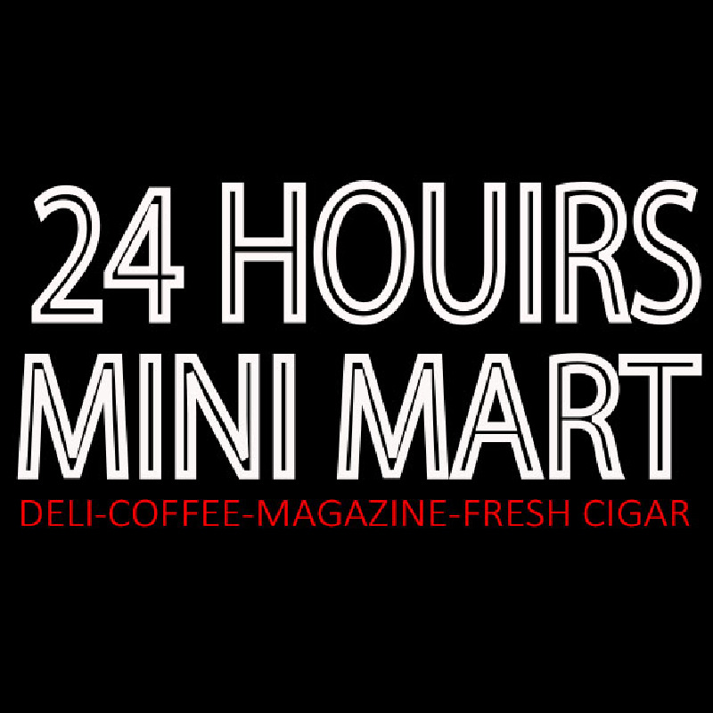 24 Hours Mini Mart Leuchtreklame