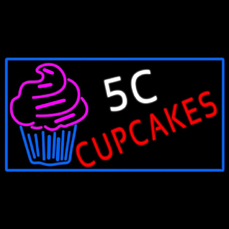 5c Cupcakes Neon With Blue Border Sign Leuchtreklame