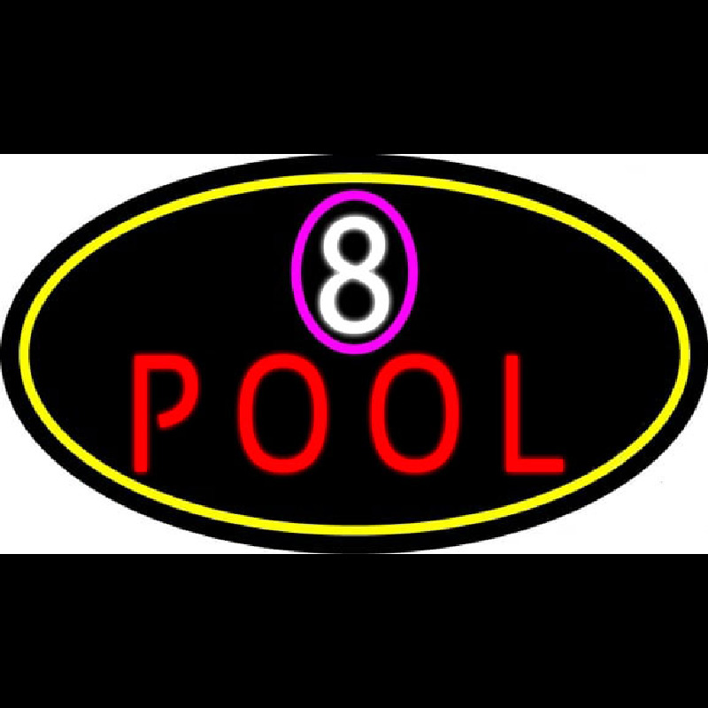 8 Pool Oval With Yellow Border Leuchtreklame