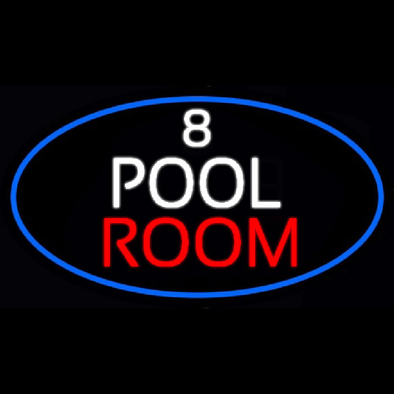 8 Pool Room Oval With Blue Border Leuchtreklame