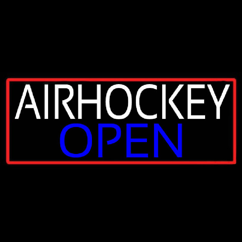 Air Hockey Open With Red Border Real Neon Glass Tube Leuchtreklame