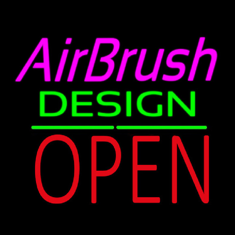 Airbrush Design Block Open Green Line Leuchtreklame