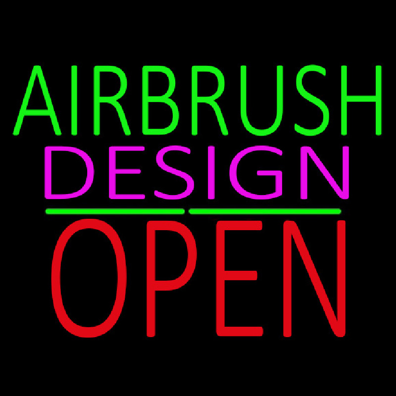 Airbrush Design Block Open Green Line Leuchtreklame