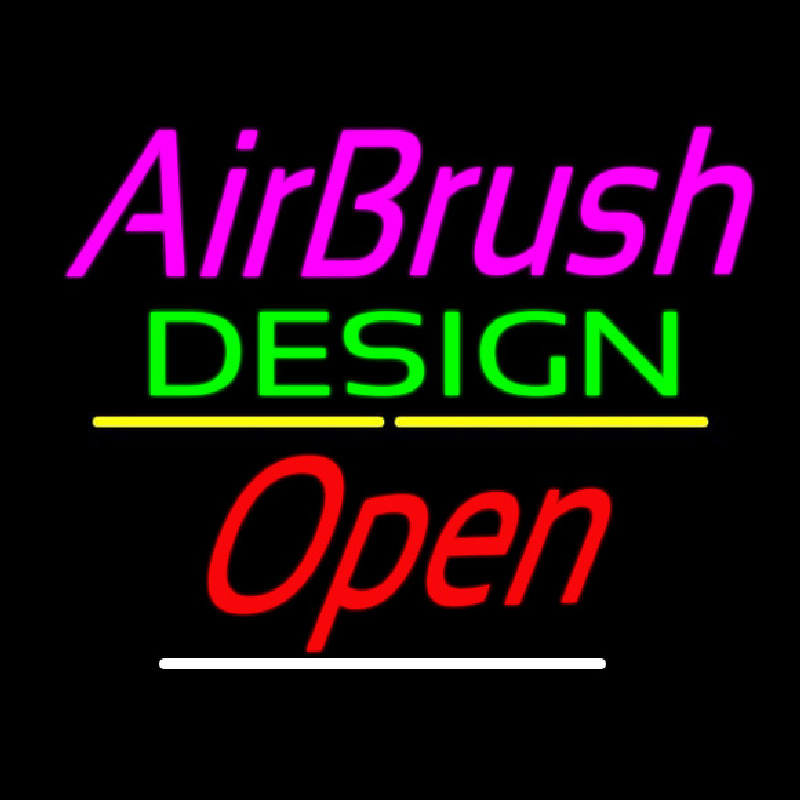 Airbrush Design Open Yellow Line Leuchtreklame