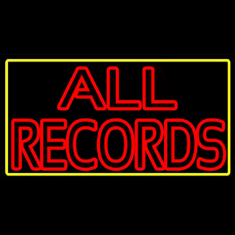 All Records Yellow Border Leuchtreklame