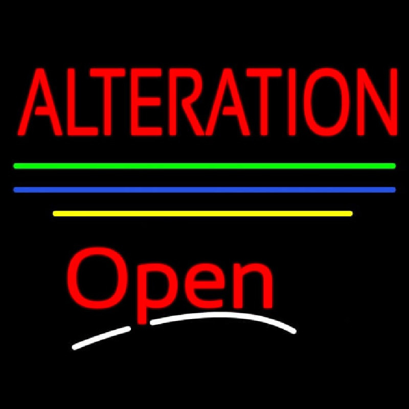 Alteration Open Yellow Line Leuchtreklame