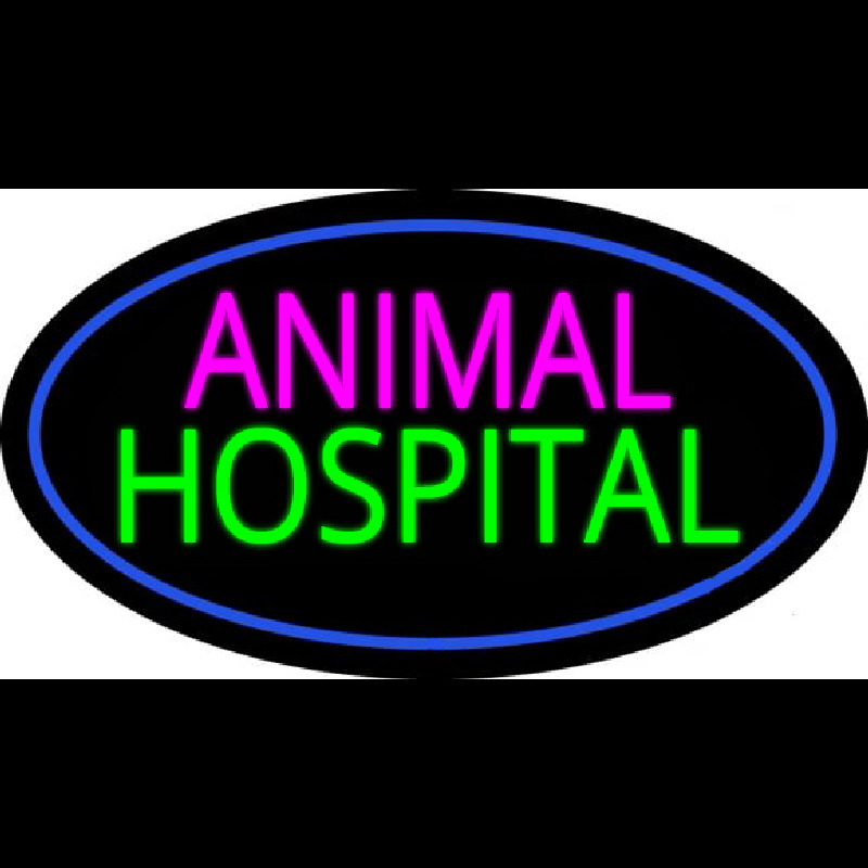 Animal Hospital Blue Oval Leuchtreklame