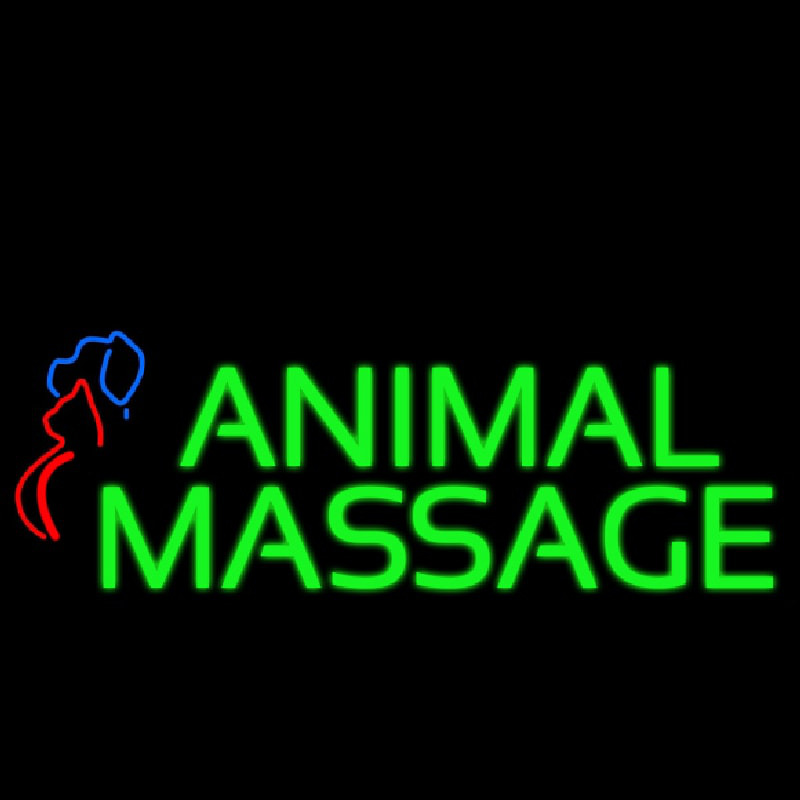 Animal Massage Dog Cat Logo Leuchtreklame