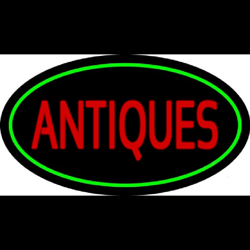 Antiques Green Oval Leuchtreklame
