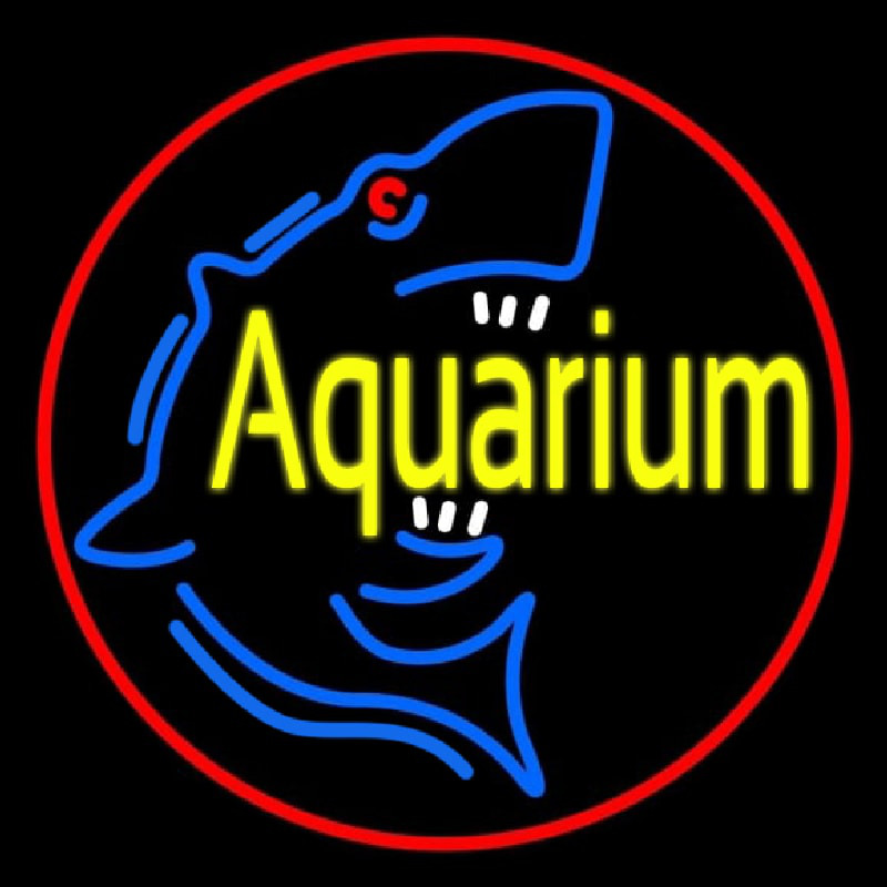 Aquarium Shark Logo Red Circle Leuchtreklame