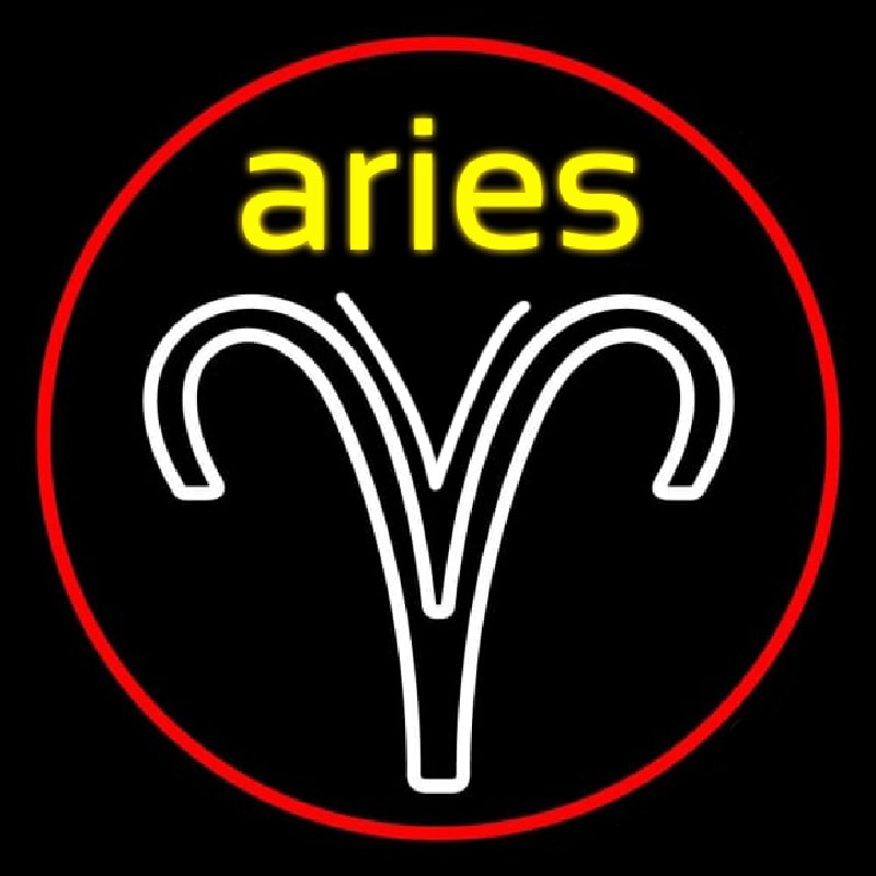 Aries Yellow Zodiac Border Red Leuchtreklame