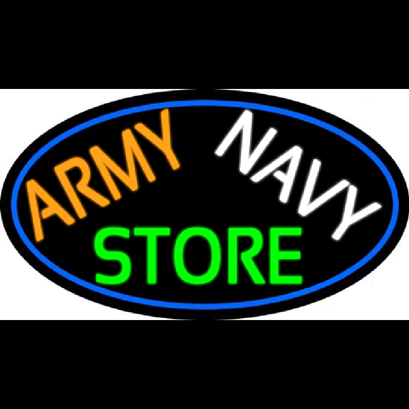 Army Navy Store With Blue Border Leuchtreklame