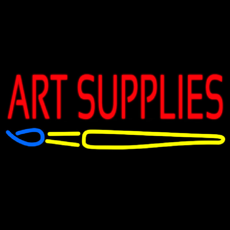 Art Supplies With Brush Leuchtreklame