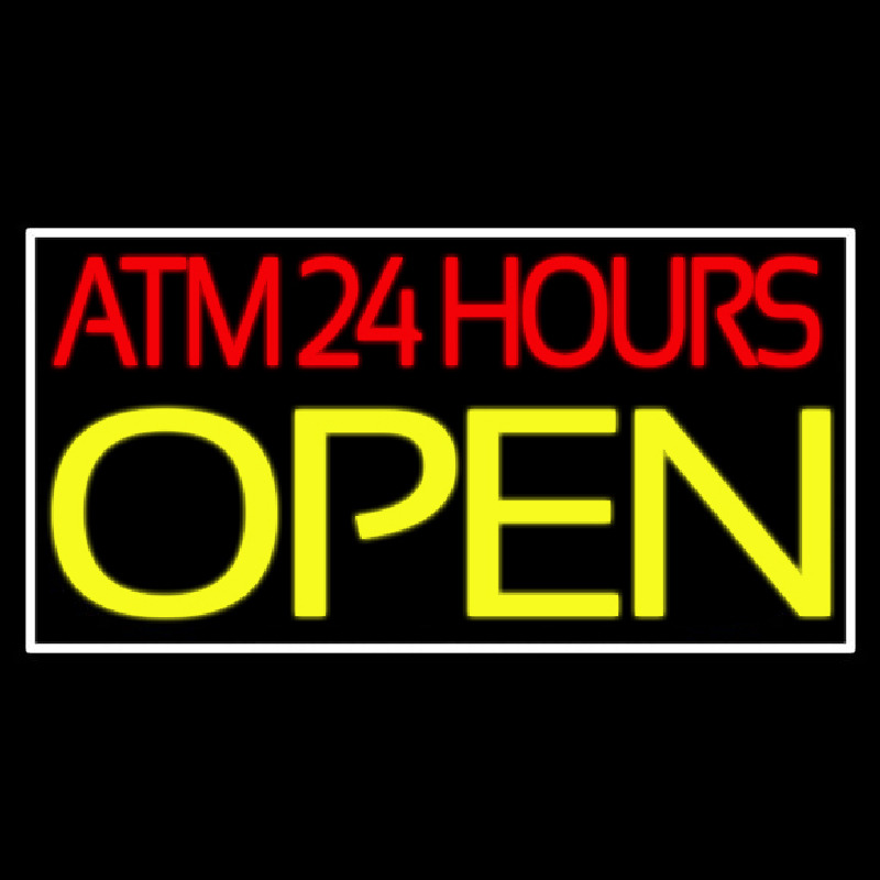 Atm 24 Hrs Open 2 Leuchtreklame