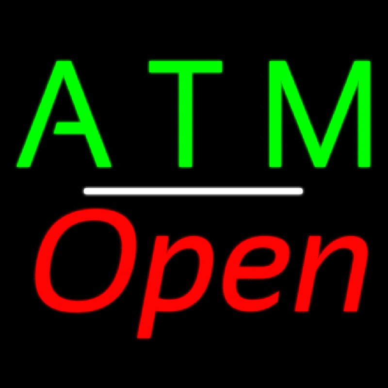 Atm Open White Line Leuchtreklame