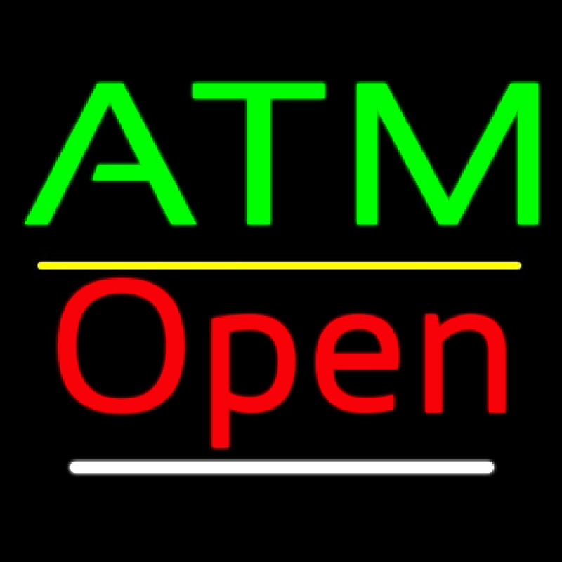 Atm Open Yellow Line Leuchtreklame