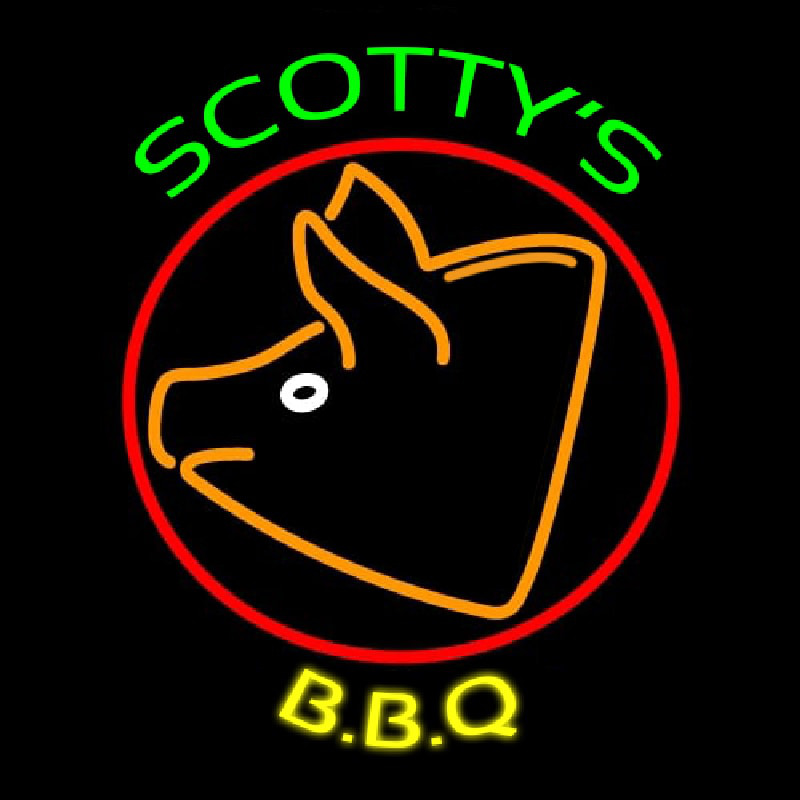 BBQ Scottys Pig Leuchtreklame