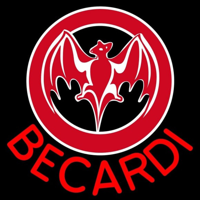 Bacardi Bat Red Logo Rum Sign Leuchtreklame