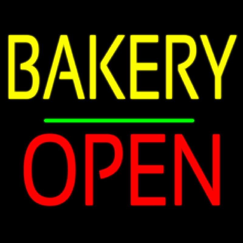 Bakery Block Open Green Line Leuchtreklame