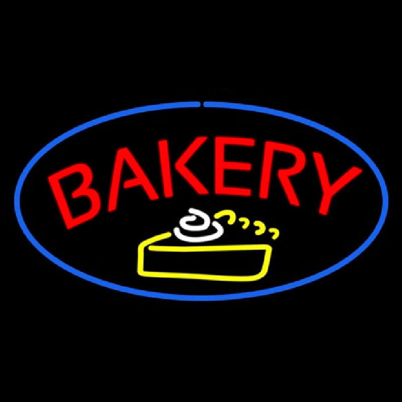 Bakery Logo Oval Blue Leuchtreklame