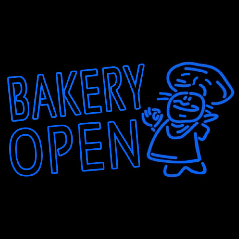 Bakery Open With Man Leuchtreklame