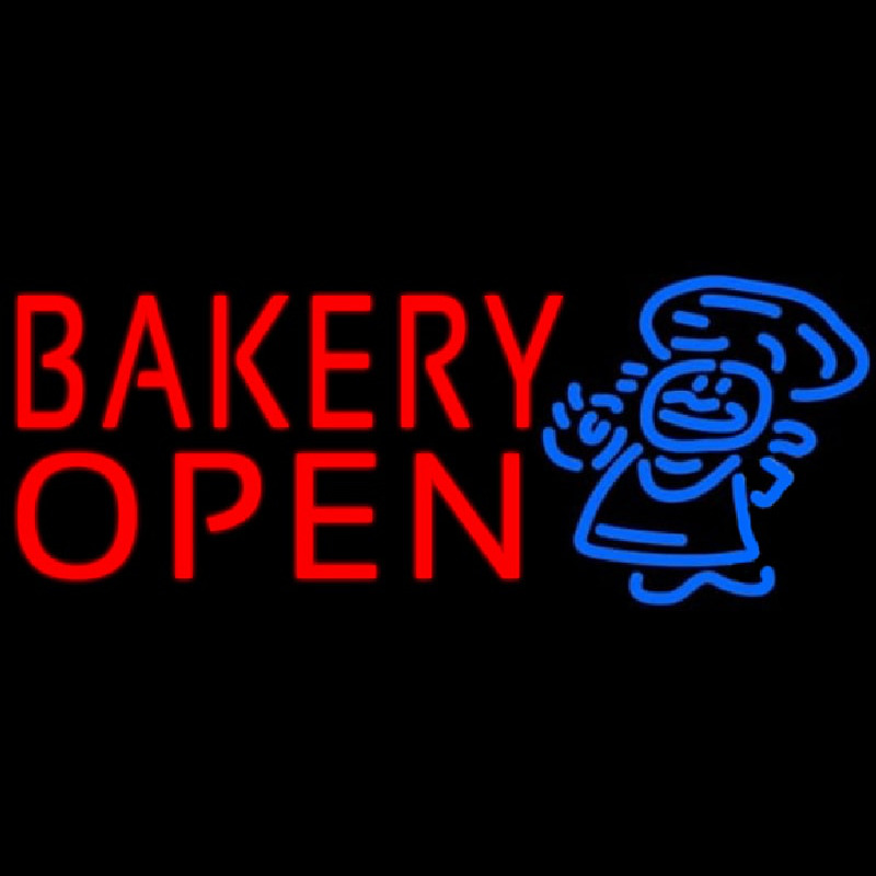 Bakery Open With Man Leuchtreklame