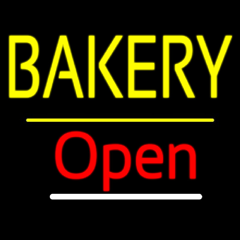 Bakery Open Yellow Line Leuchtreklame