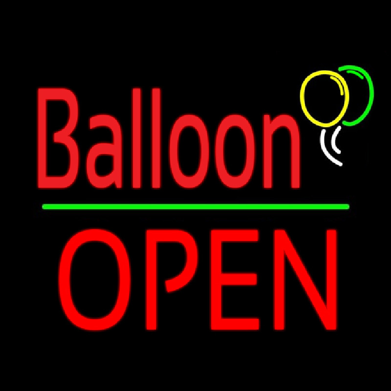 Balloon Open Block Green Line Leuchtreklame