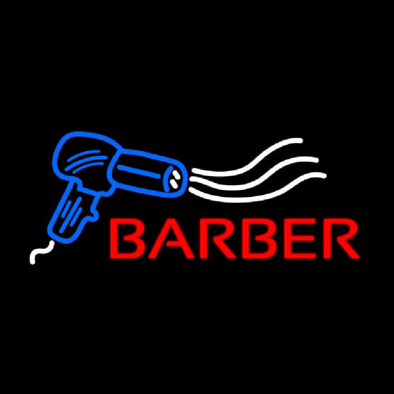 Barber With Dryer Logo Leuchtreklame