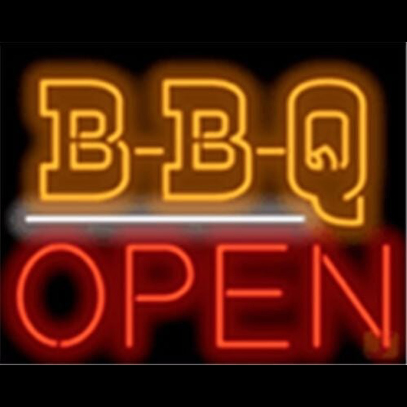 Bbq Open Barbeque Restaurant Board Leuchtreklame