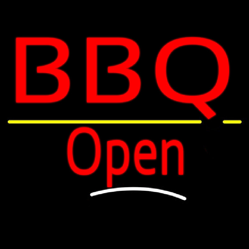 Bbq Open White Line Leuchtreklame