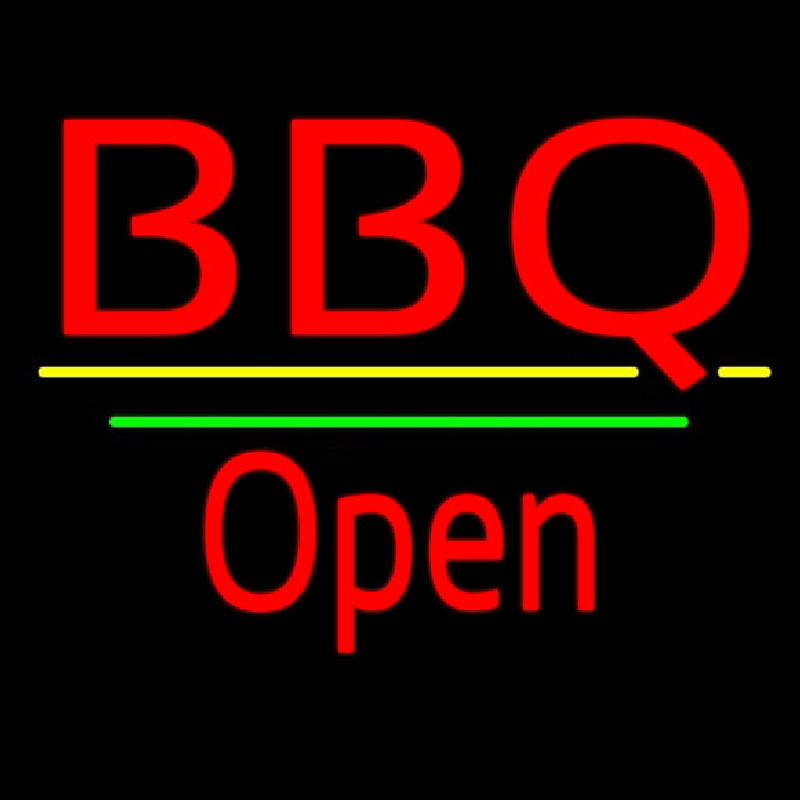 Bbq Open White Line Leuchtreklame