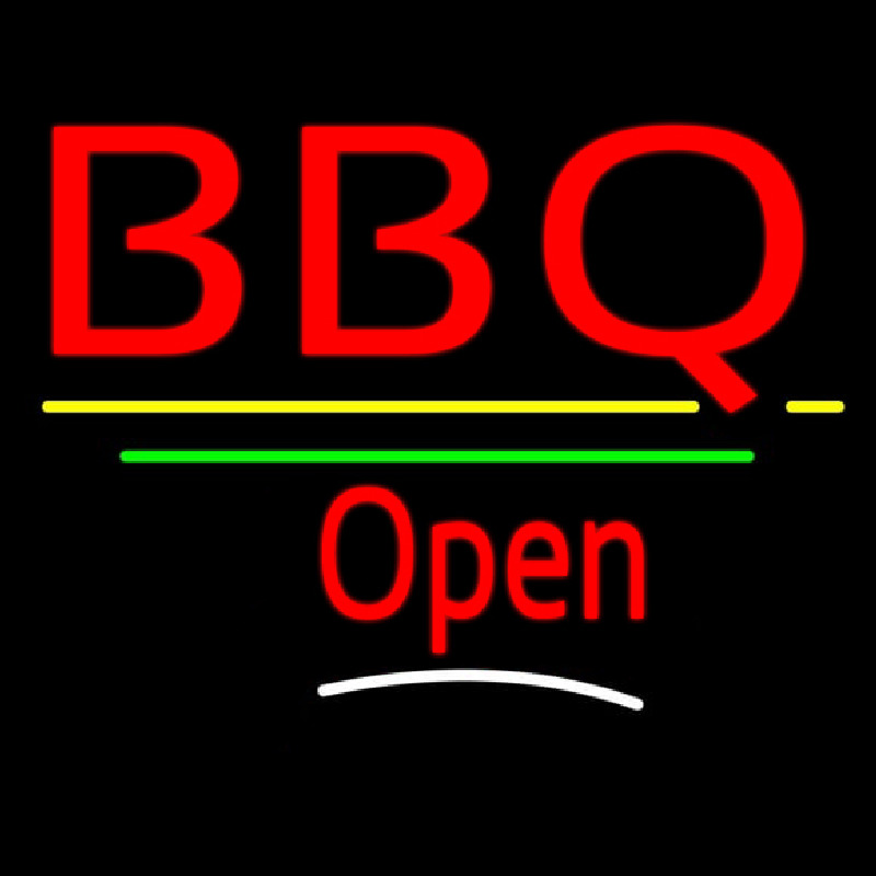 Bbq Open Yellow Line Leuchtreklame