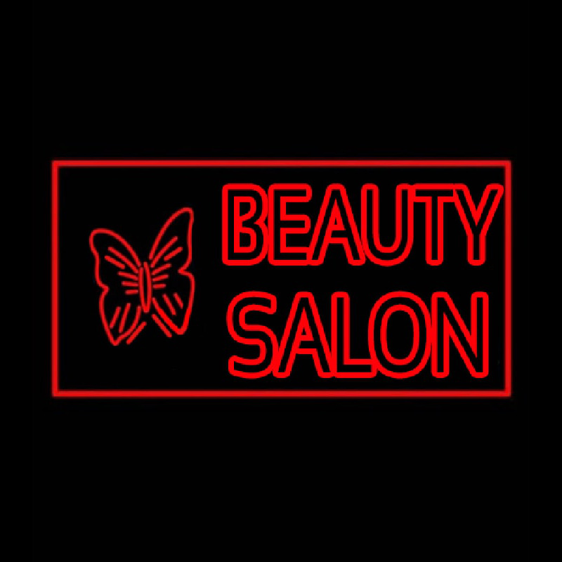 Beauty Salon With Butterfly Log Leuchtreklame