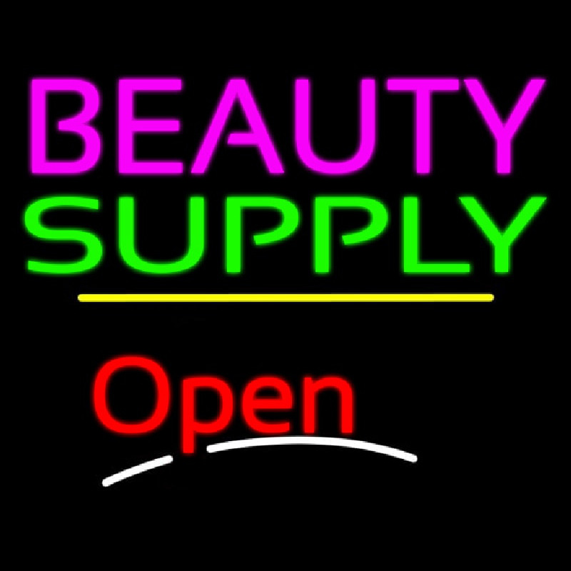 Beauty Supply Open Yellow Line Leuchtreklame