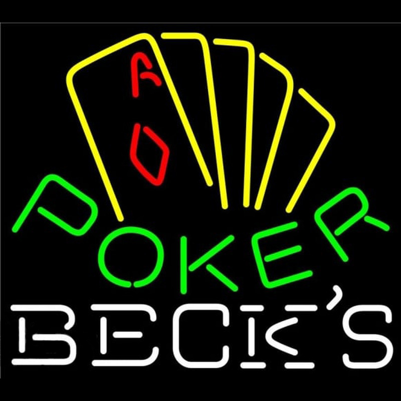 Becks Poker Yellow Beer Sign Leuchtreklame