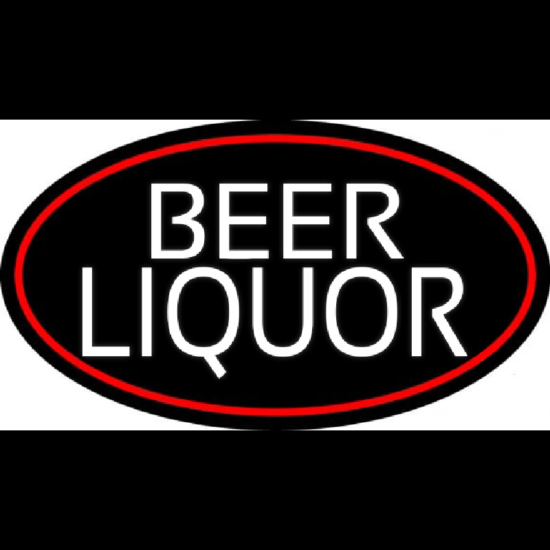 Beer Liquor Oval With Red Border Leuchtreklame