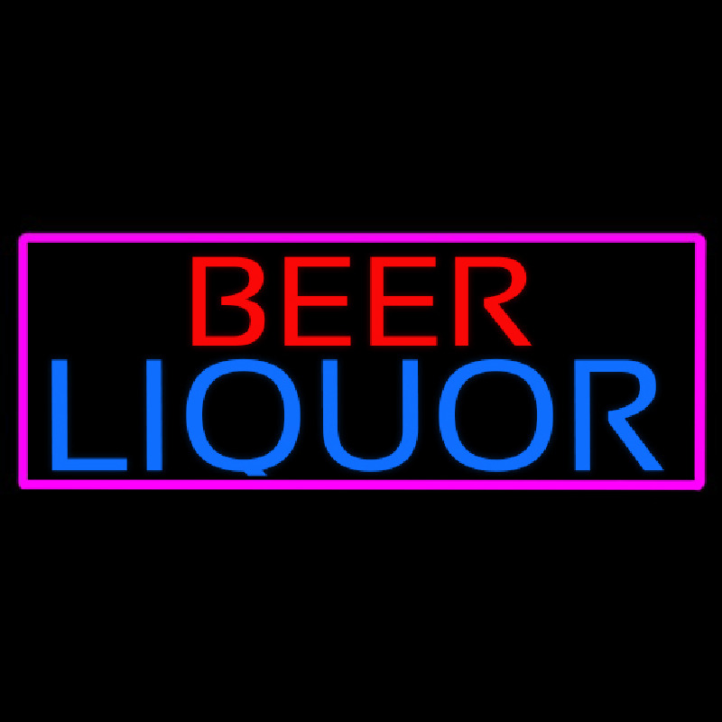 Beer Liquor With Pink Border Leuchtreklame