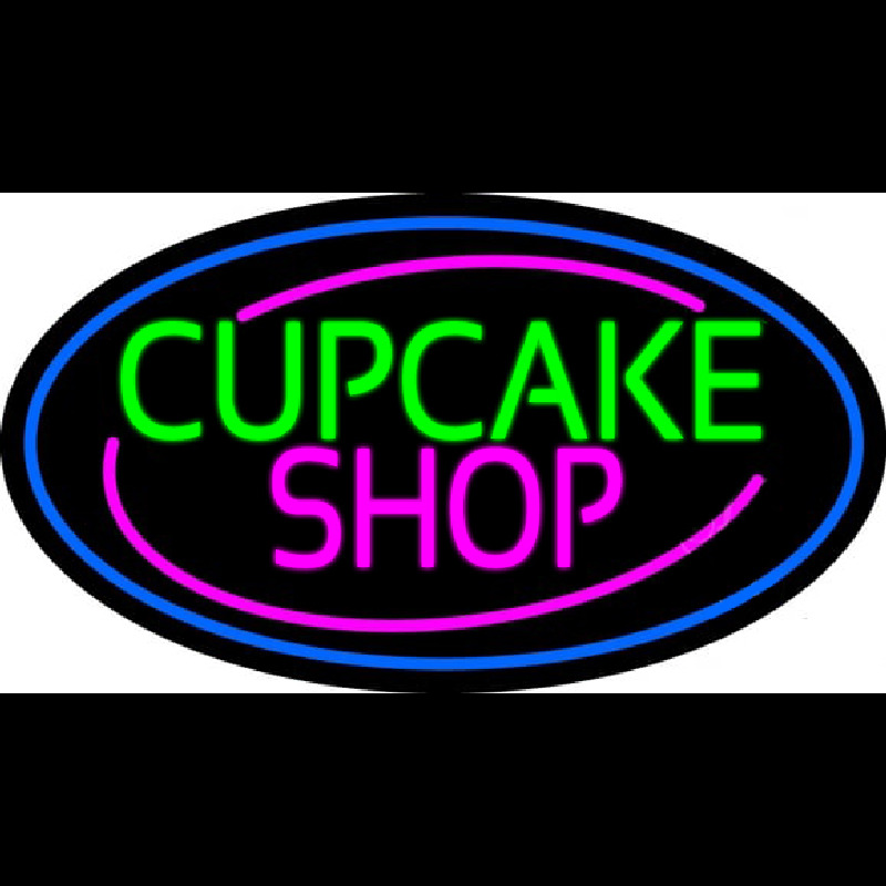 Block Cupcake Shop With Blue Round Leuchtreklame