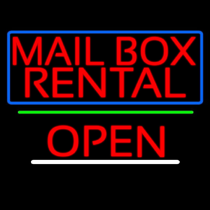 Block Mail Bo  Rental Blue Border With Open 2 Leuchtreklame