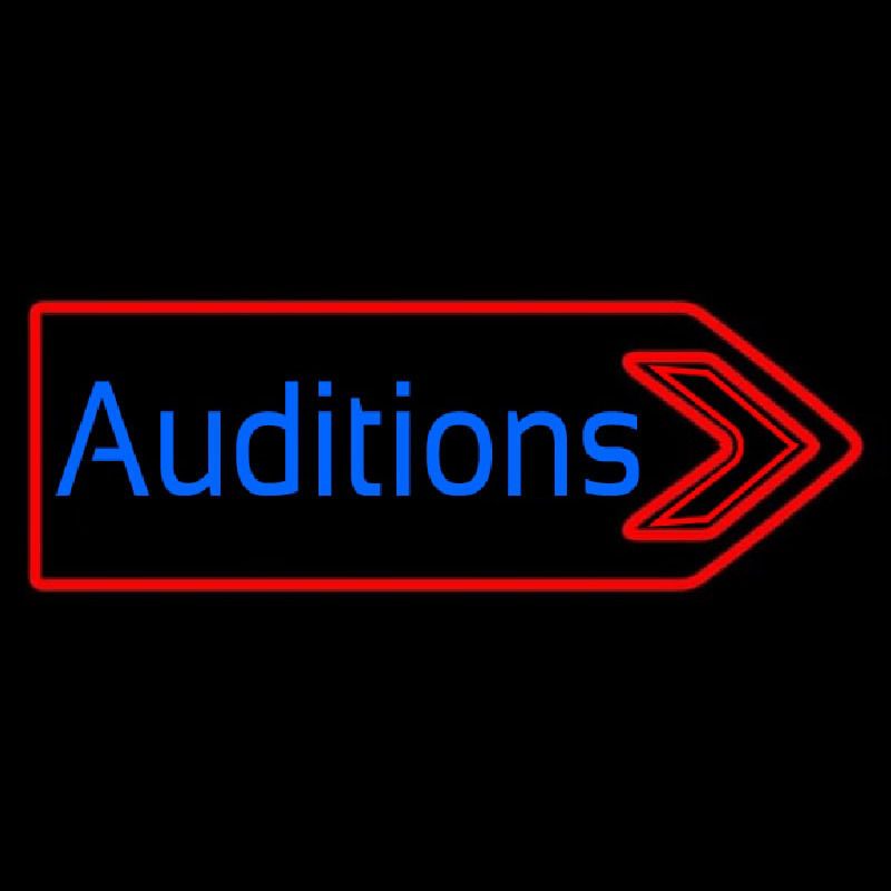 Blue Auditions With Arrow Leuchtreklame