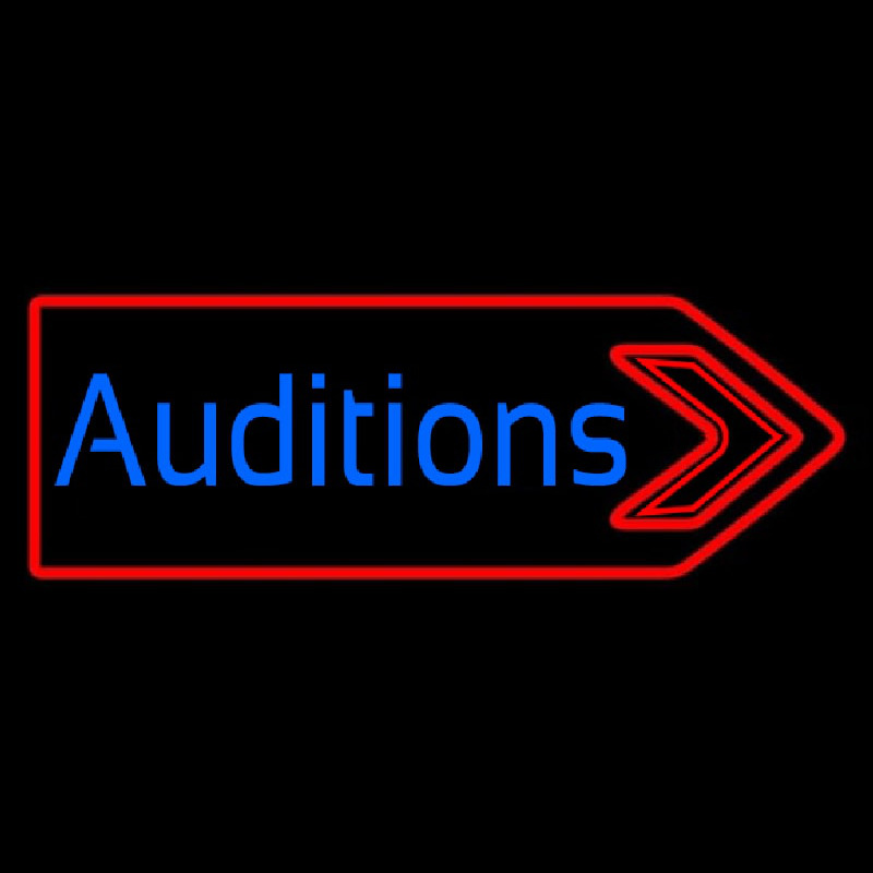 Blue Auditions With Arrow Leuchtreklame