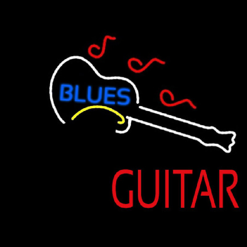 Blue Blues Red Guitar Leuchtreklame