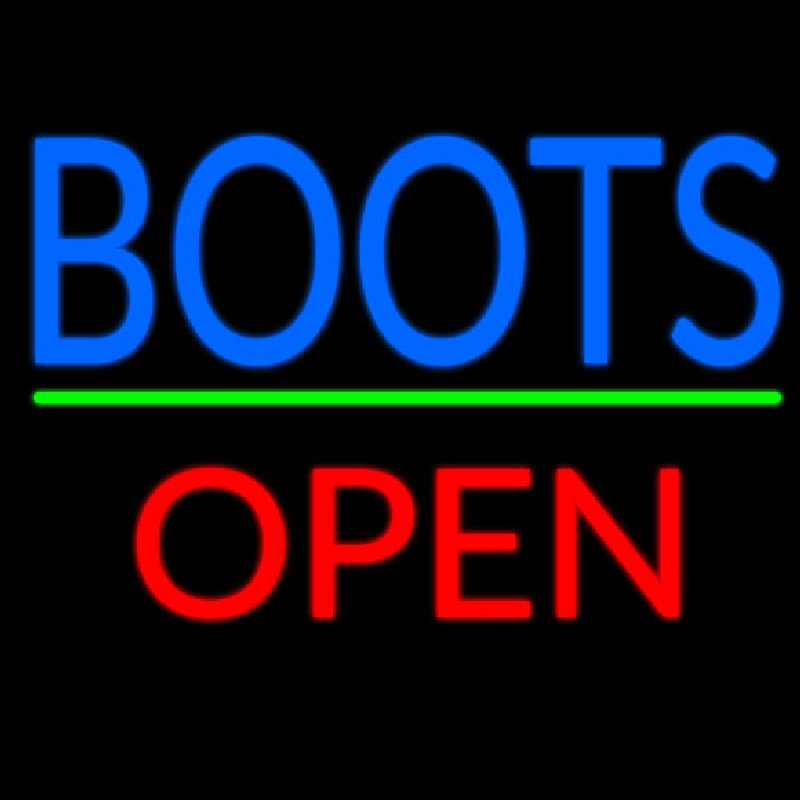 Blue Boots Open With Line Leuchtreklame