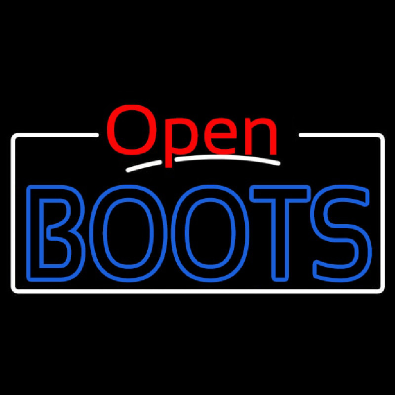 Blue Boots Open With White Border Leuchtreklame