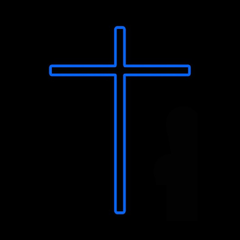 Blue Christian Cross Leuchtreklame