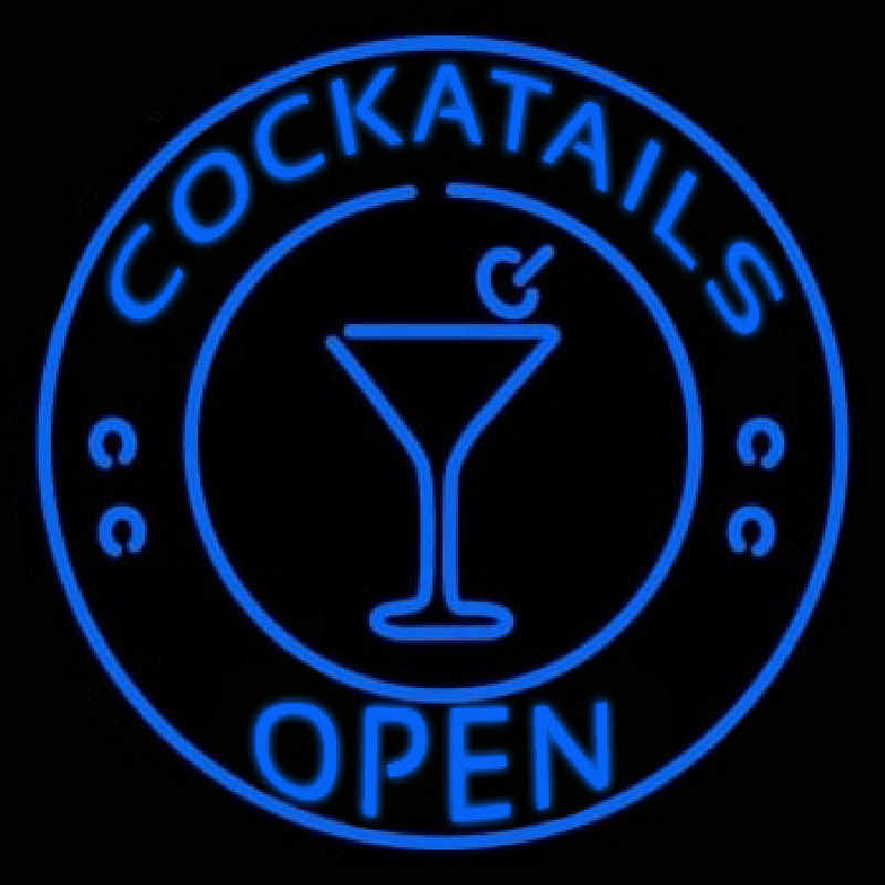 Blue Cocktails Open Leuchtreklame