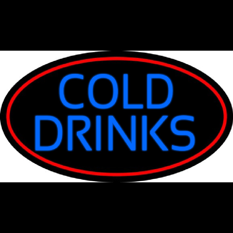 Blue Cold Drinks With Red Oval Leuchtreklame