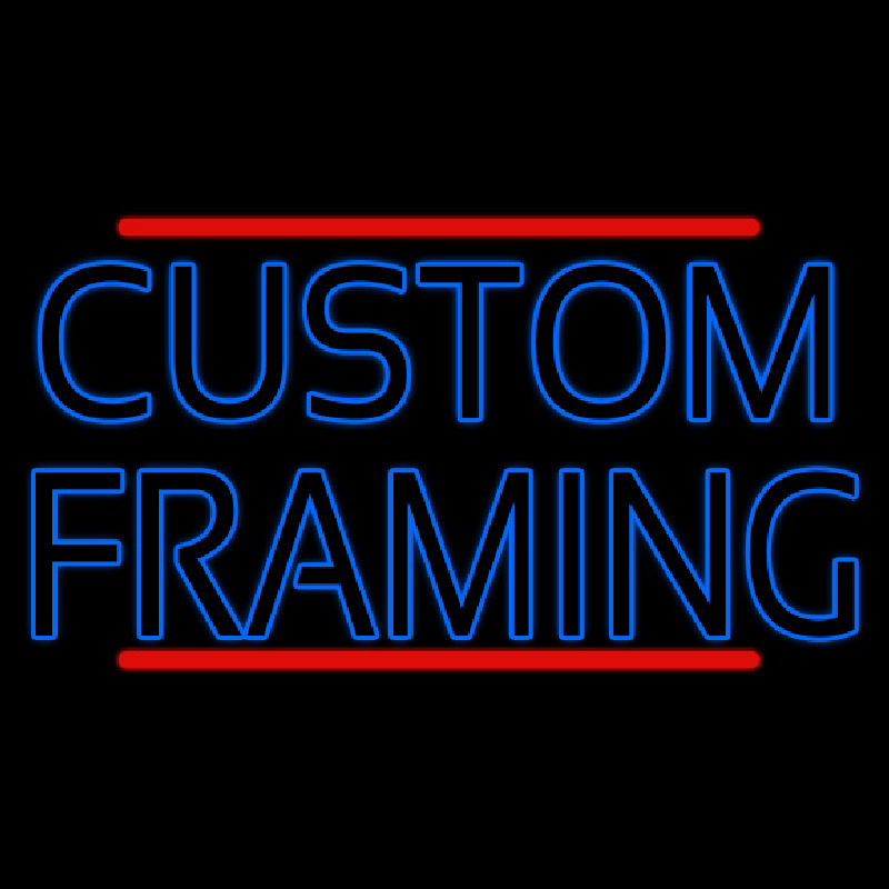 Blue Custom Framing With Lines Leuchtreklame